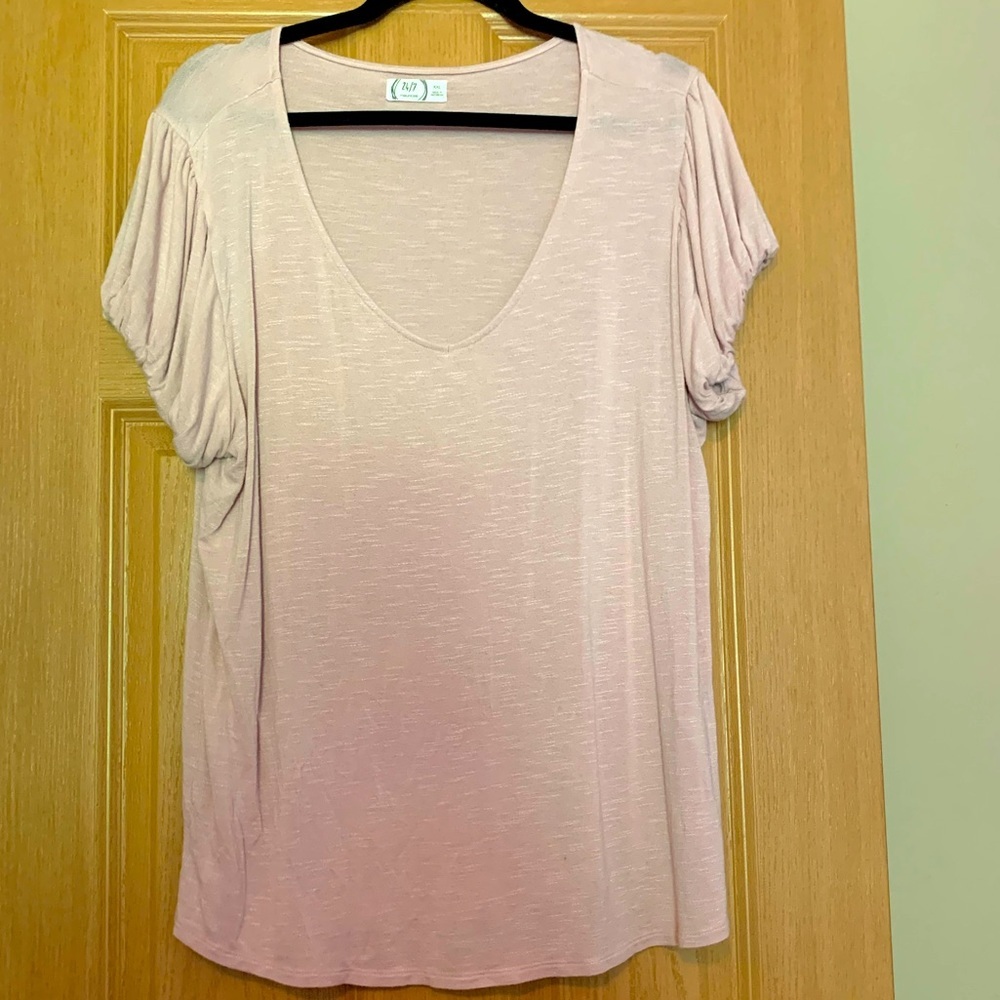 RD Style Women's Scoop Neck Short Sleeve Top - Pale Pink